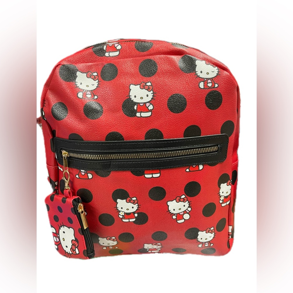 Hello kitty 12” polka dot Backpack with matching coin purse